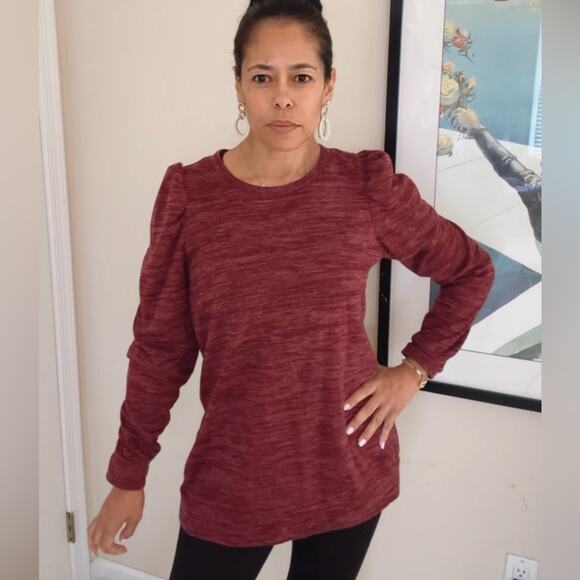 Weeso Tops - Weeso Puff sleeve Crew Neck Sweatshirt Red size M